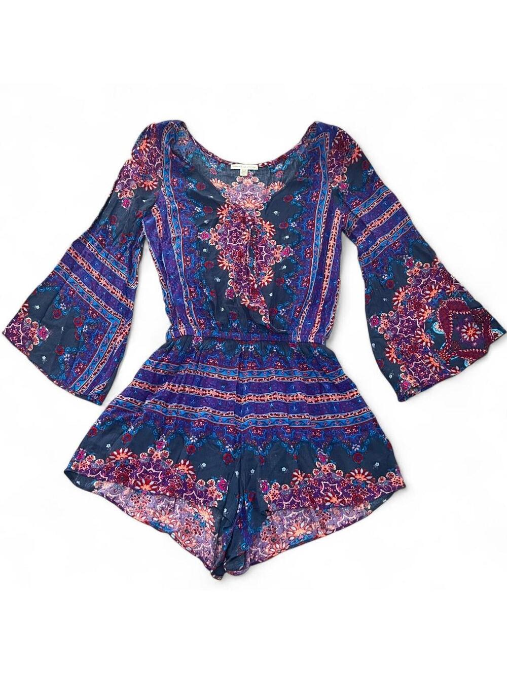 American Eagle Outfitters floral and paisley print long sleeve romper